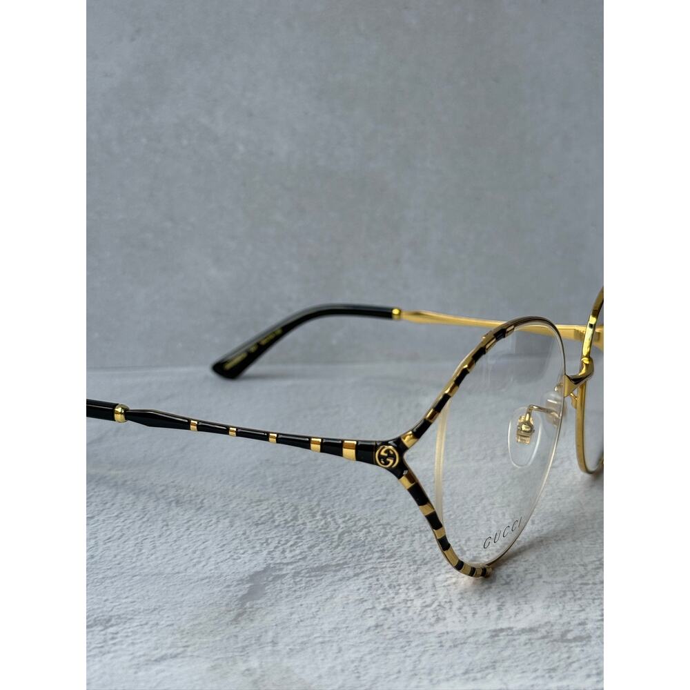 NEW Gucci GG0596OA Gold Black Round Eyeglasses Frames - Picture 7 of 9